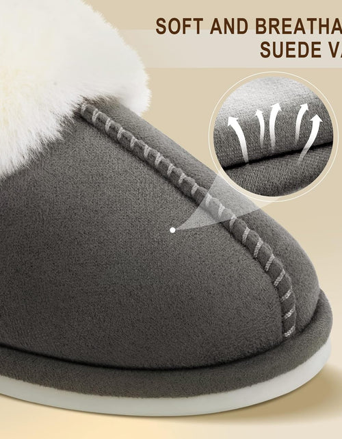 Load image into Gallery viewer, Women&#39;S Slippers Fuzzy Warm Comfy Faux Fur Slip-On Fluffy Bedroom House Shoes Memory Foam Suede Cozy Plush Breathable Anti-Slip Indoor &amp; Outdoor Winter
