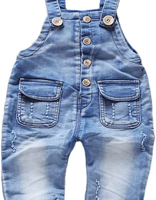 Load image into Gallery viewer, Baby &amp; Little Boys/Girls Blue &amp; Black Denim Overalls,Jean Workwear
