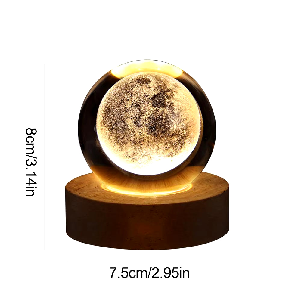 Crystal Ball Night Light 3D Moon Solar System Table Lamp LED Crystal Ball Children Friends Party Birthday Gifts Room Decor