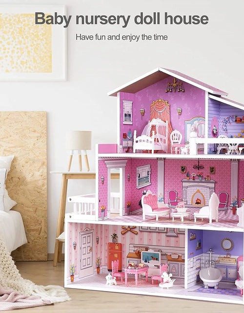 Load image into Gallery viewer, Victoria Wooden Dollhouse for Kids Furniture Preschool Dollhouse House Toy for Toddlers Girls
